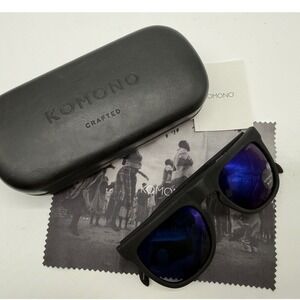 Komono The Bennet Sunglasses Unisex One Size Black New UV400 Blue Mirror Lens